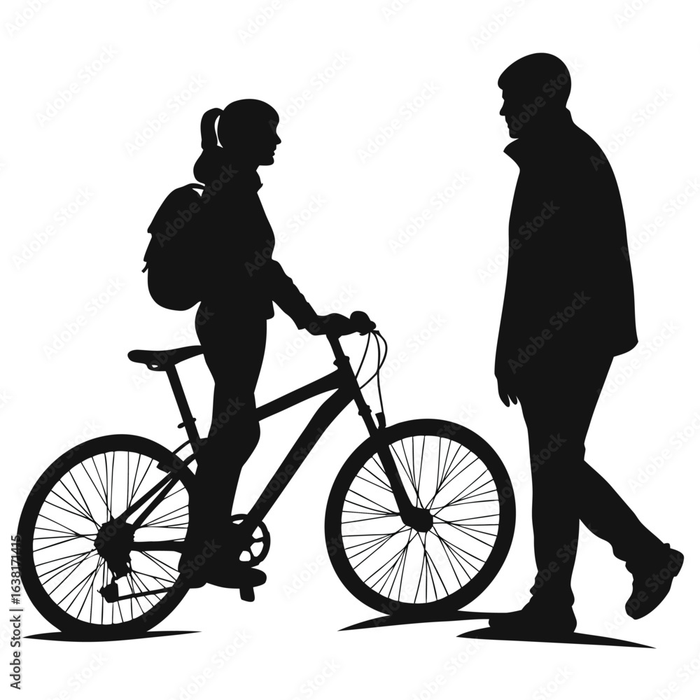 Fototapeta premium People Standing with Bicycle