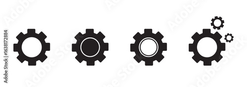 A set of gears. Silhouette of black gear icons.Vector illustration.