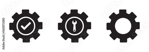 Gears icons vector pack.Settings gear icon Thin line illustration set vector