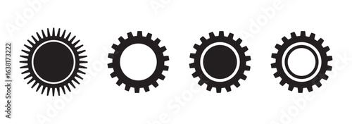 Gear and tools line icon set - minimal maintenance, settings, repair symbols