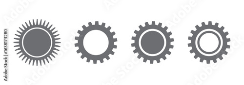 Gear and tools line icon set - minimal maintenance, settings, repair symbols