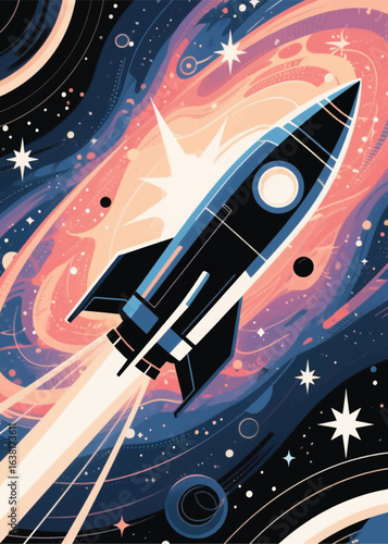 space rocket Illustrator Artwork design template poster