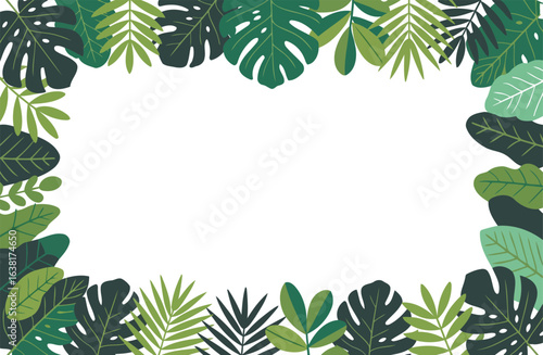 Tropical Leaf Border with Transparent Center for Design Projects