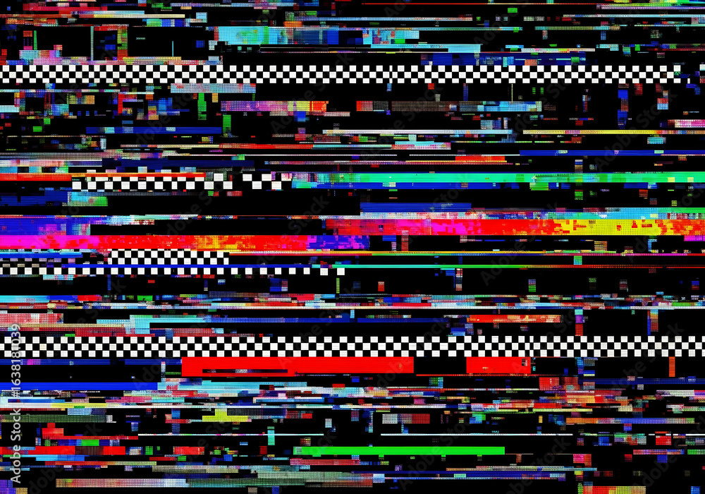 Fototapeta premium Digital Glitch Effect with Colorful Static Lines noise