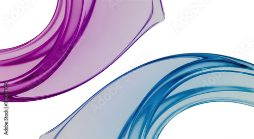 Swirling purple and blue abstract shapes with smooth gradients and flowing lines on black curve design transparent background