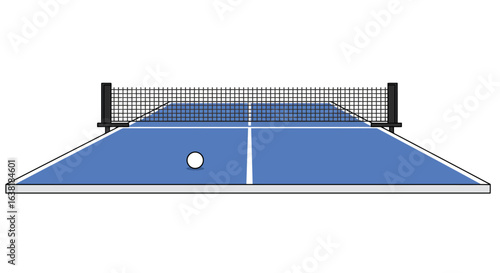 Simple Table Tennis Court with Ball in Play
