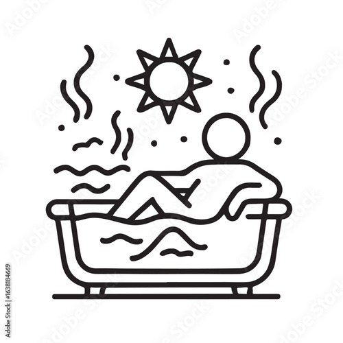 Elegant, finely crafted sunbathing or hot bath icon
