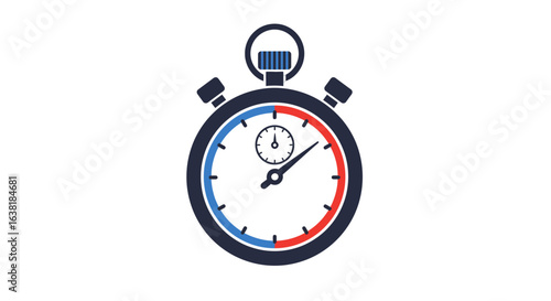 Stylized Stopwatch with Blue and Red Accents, Indicating Time Division