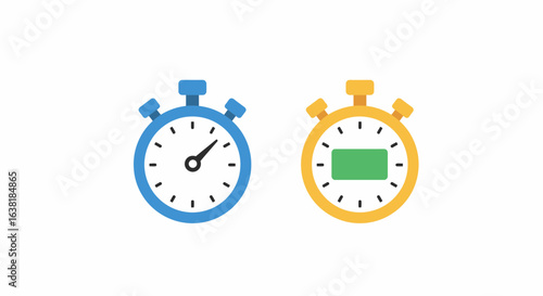 Two Colorful Stopwatch Icons Representing Time Measurement