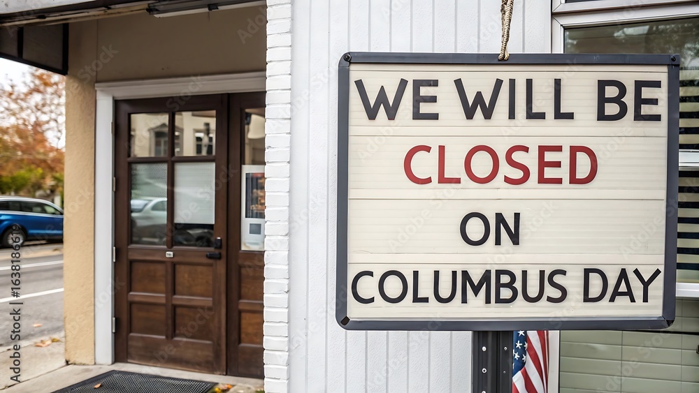 Obraz premium Columbus Day Office Closure Notice on Desk Calendar – October 10 Business Announcement