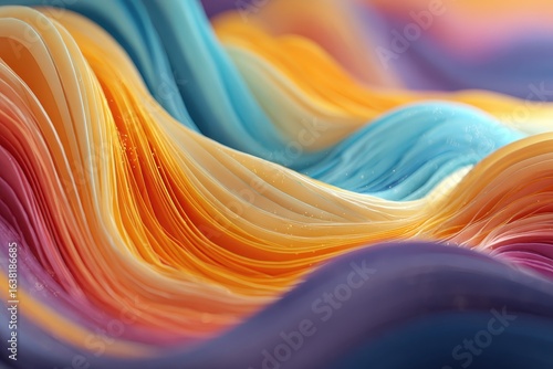 Wavy abstract background in blended bright rainbow color shades. Use it for modern banner, presentation, or website background.