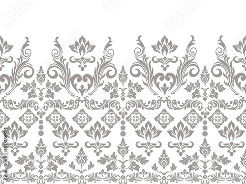 Classic Damask Seamless
Pattern - Vector Illustration for Elegant Textile
Design,Damask,Jacquard loom, Brocade, Satin weave,ethnic, geometric, textile, fabric, motif, retro, 