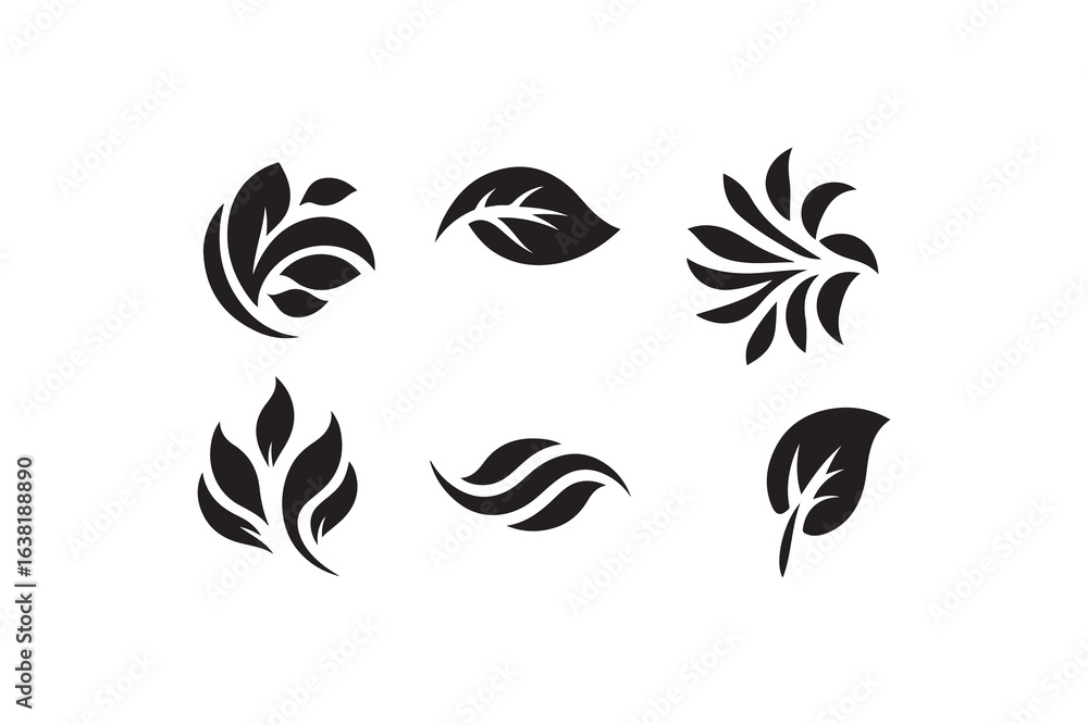 Fototapeta premium set of green leaves vector illustration
