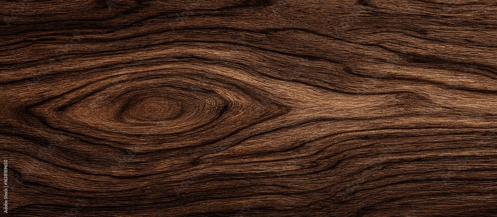 Fototapeta premium Dark brown wood grain with a prominent knot