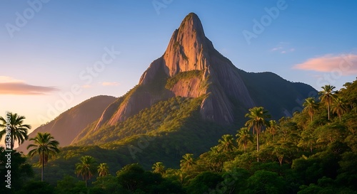 Photo of beautiful view of the pico grande mountain peak in sao tome and principe