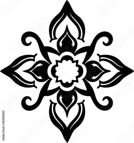 Arabic Oriental Floral Vector Elements – Traditional Black Arabesque Icons Ornament