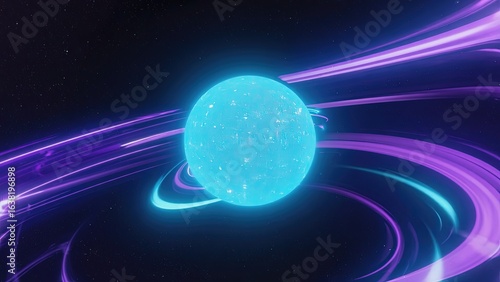 Bright blue star surrounded by swirling cosmic colors in deep space during a stellar event