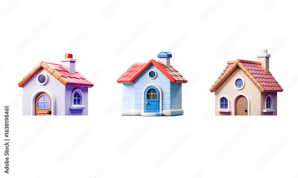 Fototapeta premium 3d toy house model icon or symbol isolated on a transparent background 