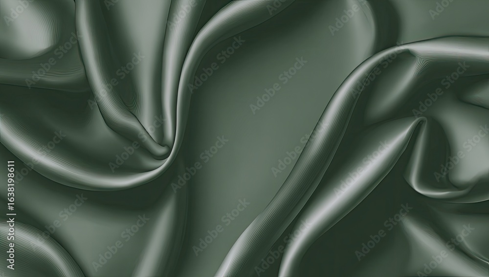 Obraz premium Deep green silk drapes in luxurious folds