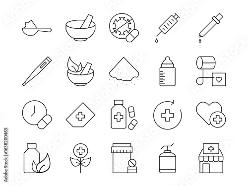 Pharmacy icon set. Vector illustration.