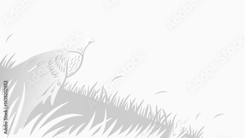 Illustration of a hawk in the grass, isolated on white background, a bird of prey in its natural habitat, a wildlife scene
