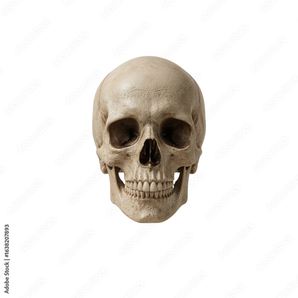 Fototapeta premium Realistic human skull frontal view isolated on transparent background