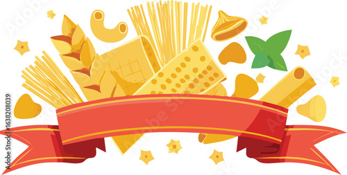 Creative Pasta-Themed Folded Ribbon Banner