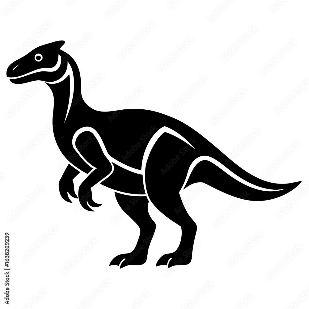 Fototapeta premium Pachycephalosaurus dinosaur silhouette black vector icon
