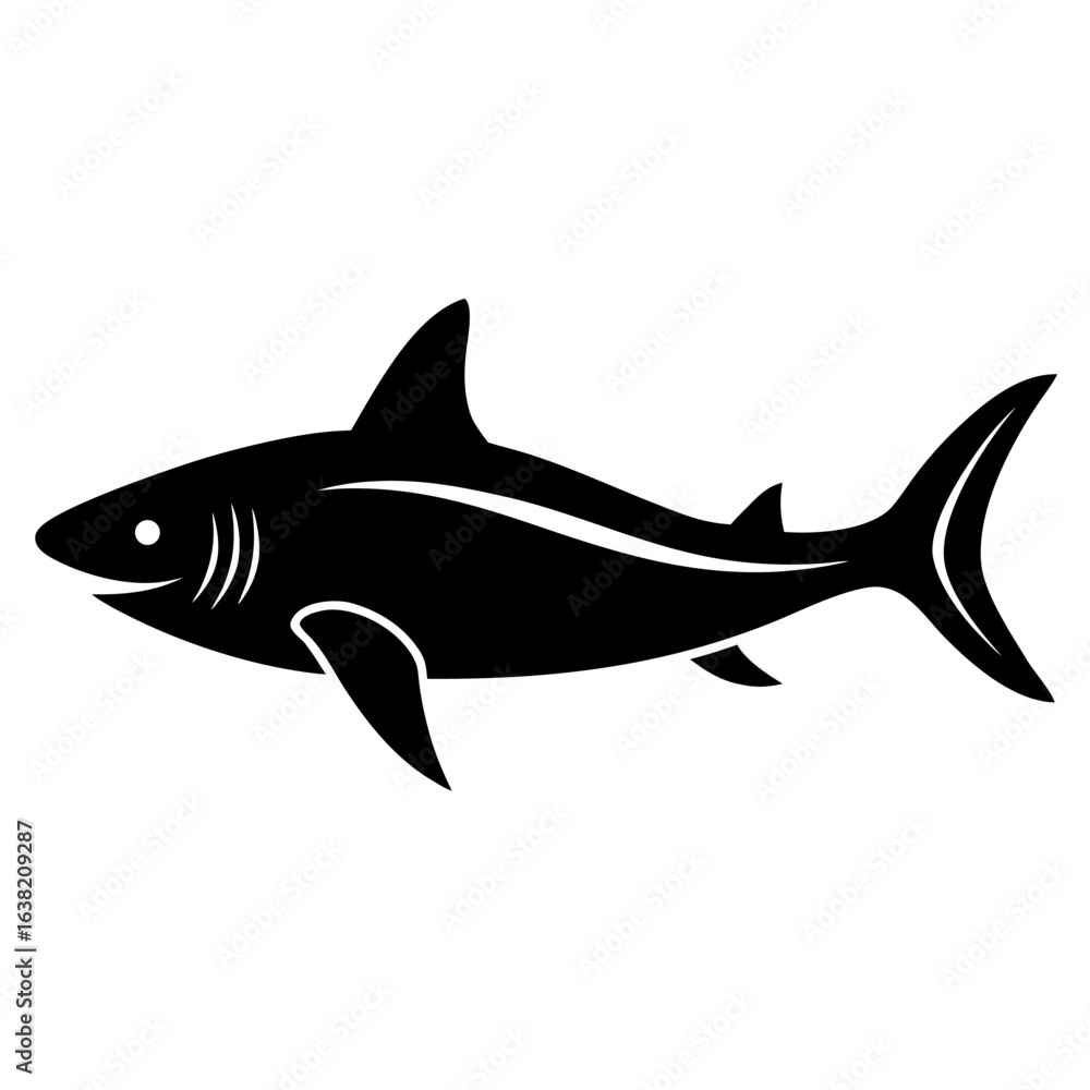 Fototapeta premium Black silhouette of a pacific sleeper shark