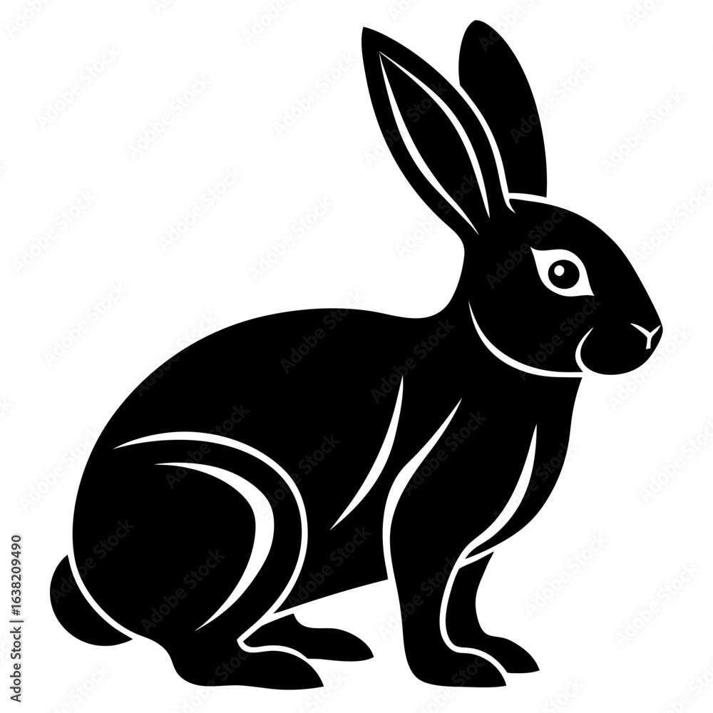 Obraz premium Simple black silhouette of a rabbit icon