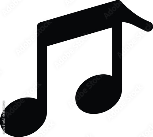 Black musical note symbol with a flag, isolated on a white background.