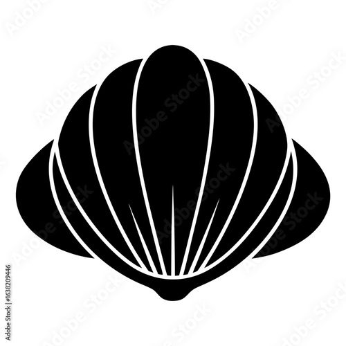 Simple black silhouette of a quahog clam