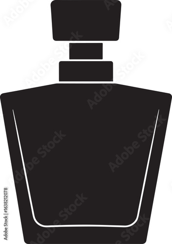 Perfume Bottle Silhouette in Black | Elegant Fragrance Container Illustration Vector Format