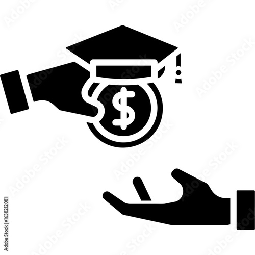Solid Glyph Educational Loan Icon