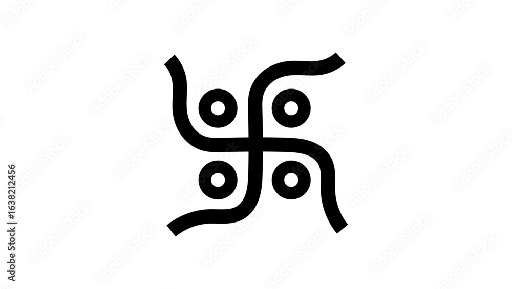 Fototapeta premium swastika hindu symbol, black isolated silhouette