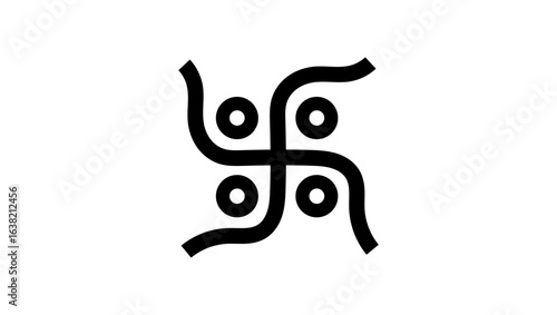 swastika hindu symbol, black isolated silhouette