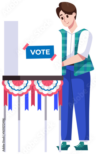 Man voting for presidential election illustration