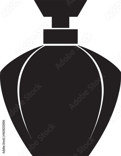 Perfume Bottle Silhouette in Black | Elegant Fragrance Container Illustration Vector Format