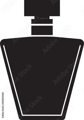 Perfume Bottle Silhouette in Black | Elegant Fragrance Container Illustration Vector Format