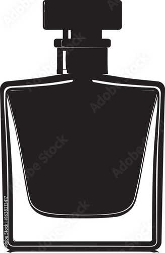 Perfume Bottle Silhouette in Black | Elegant Fragrance Container Illustration Vector Format