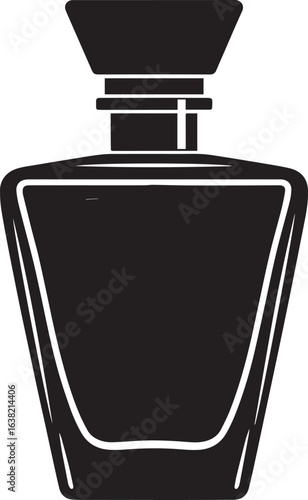 Perfume Bottle Silhouette in Black | Elegant Fragrance Container Illustration Vector Format