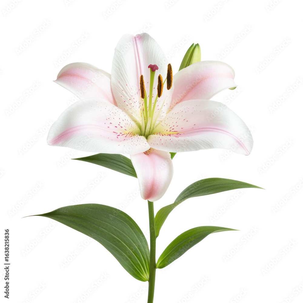 Fototapeta premium A fresh lily, filling the air with a sweet scent. full length isolate on transparent background