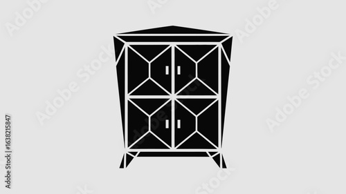 Chic geometric modern cabinet design, stylish storage solution for contemporary living spaces and interior design inspiration, elegant furniture accent.