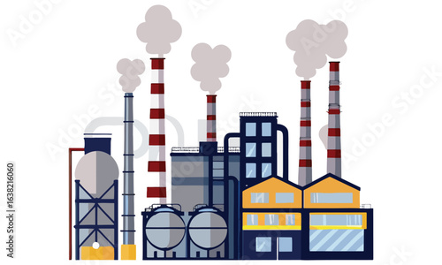 Industrial Factory Illustrations - Modern Manufacturing Plant Vector Images