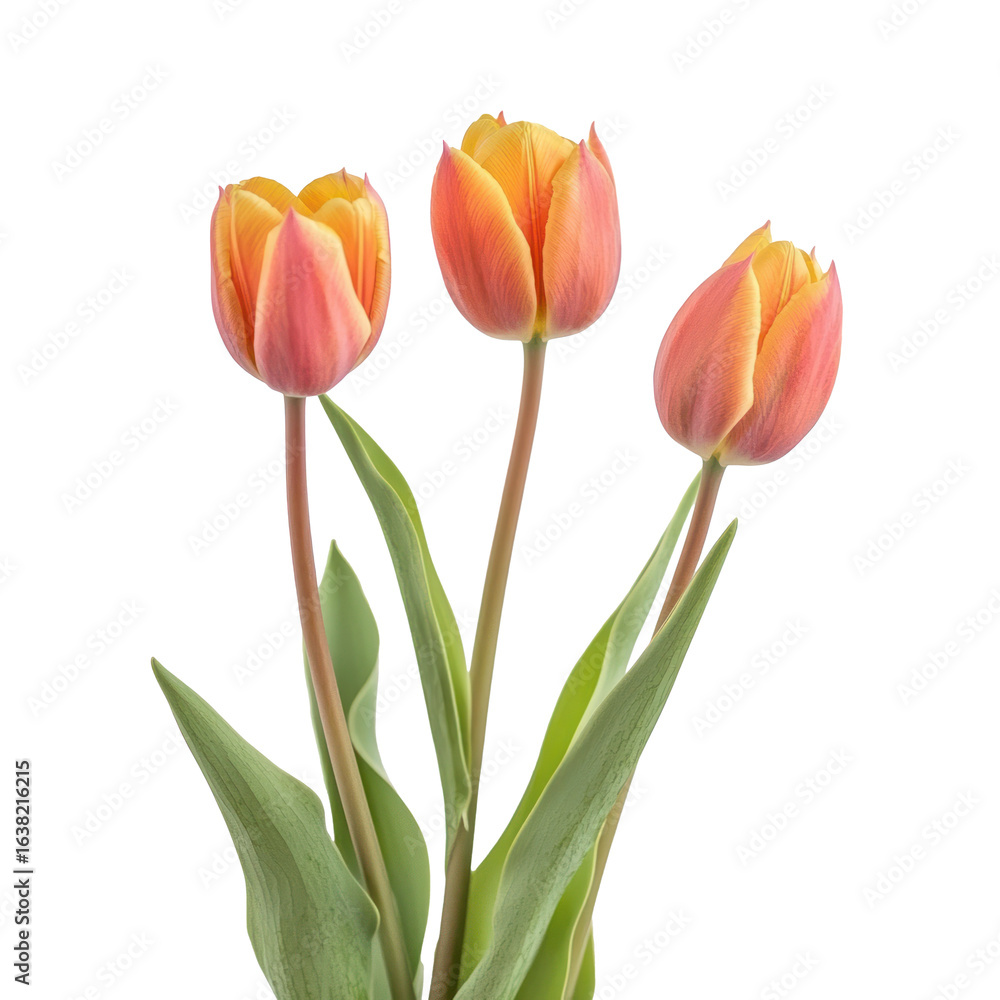 A vibrant tulip arrangement, perfect for any occasion. full length isolate on transparent background A vibrant tulip arrangement, perfect for any occasion. full length isolate on transparent background