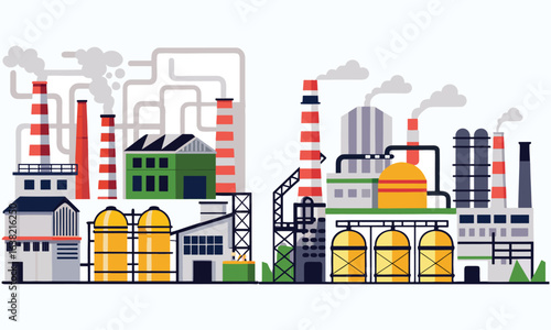 Industrial Factory Illustrations - Modern Manufacturing Plant Vector Images
