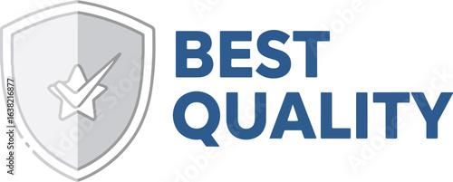 Best Quality emblem featuring a grey shield with a star and checkmark, symbolizing guarantee and excellence.