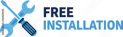 Free Download A graphic icon of a crossed wrench and screwdriver next to the text 'Free Installation' promoting a service. - GFXLoad