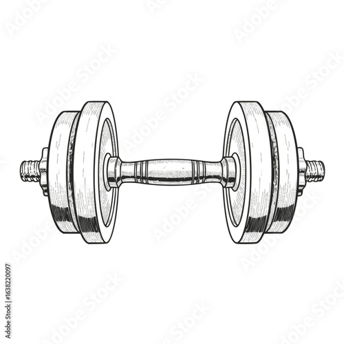 Dumbbell sketch, monochrome, fitness equipment, for gym designs
