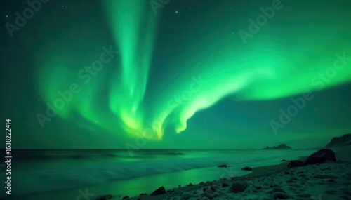 Wallpaper Mural Emerald green digital aurora shimmers across cosmic void, sci-fi, futuristic Torontodigital.ca